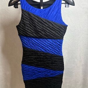 Forever 21 Textured Blue and Black Mini Dress